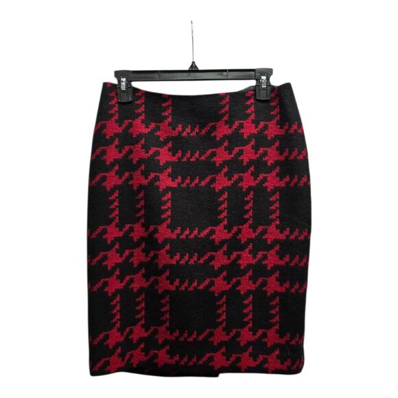 Talbots Red Houndstooth Wool Blend Pencil Skirt 6P - Picture 1 of 4